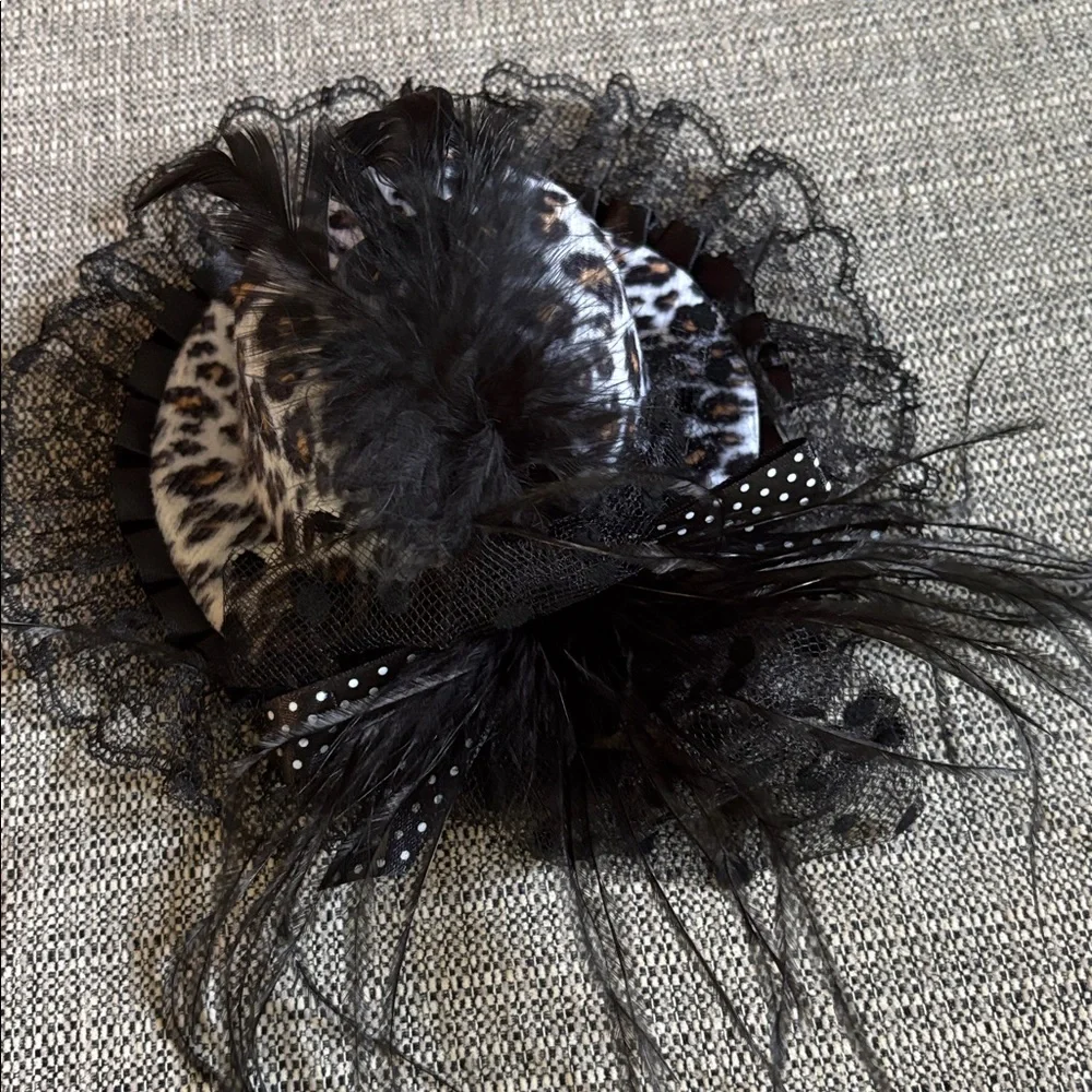 Leopard pattern and black lace/feathers fashionator hats